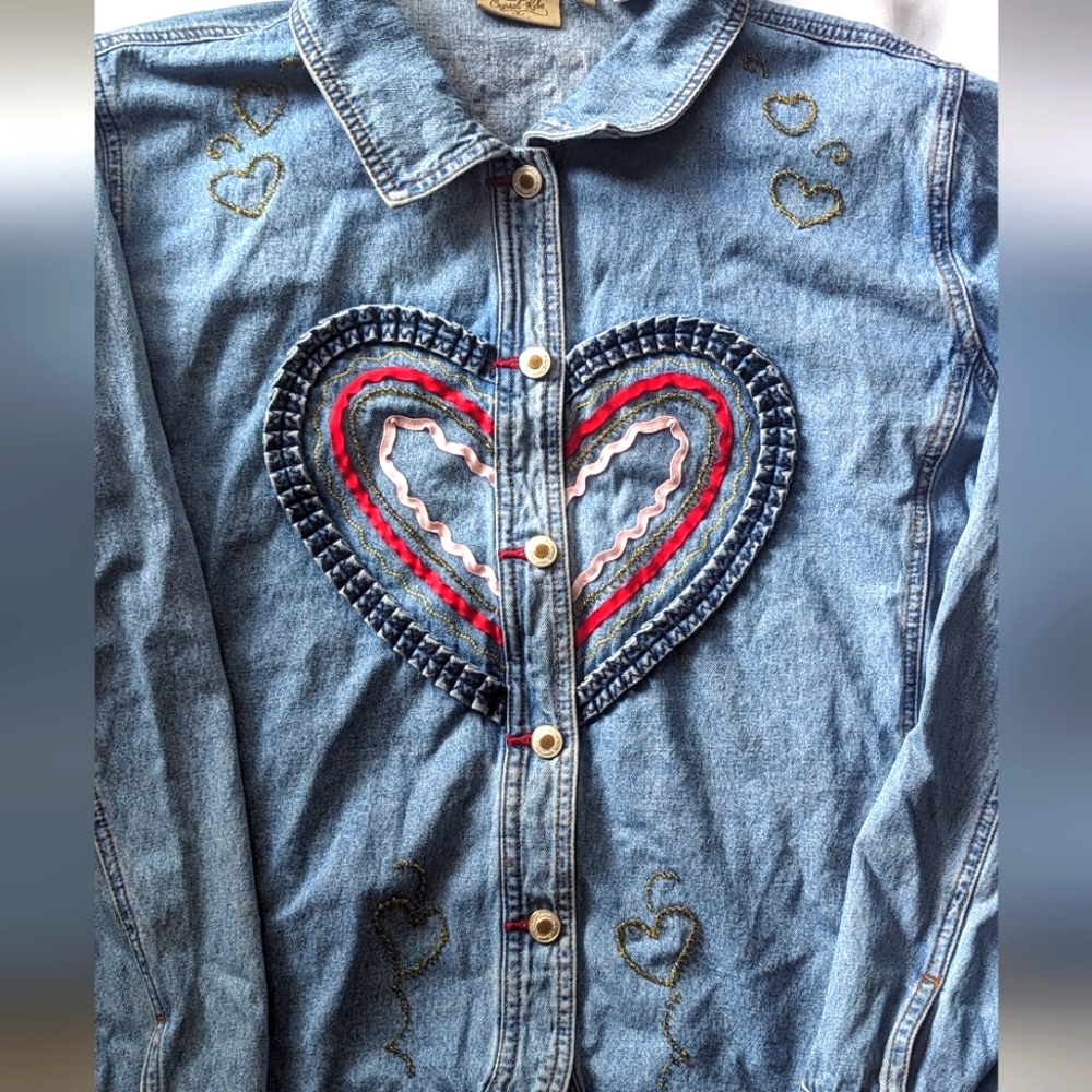 Blue denim jacket w/ heart details size:XXXL